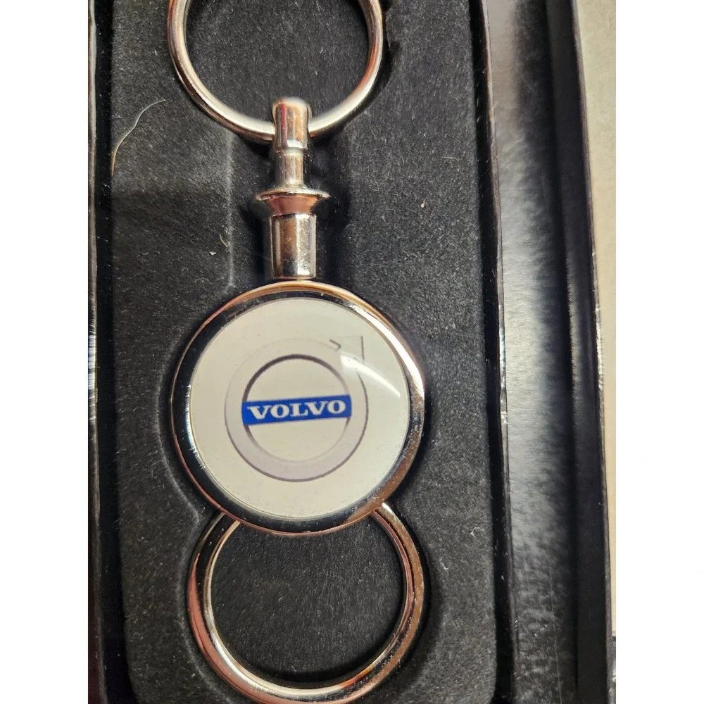 Volvo Keychain Key Ring Swivel Design Car Logo Silver Fan Gift Box